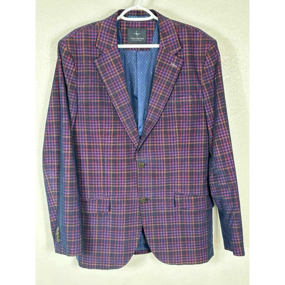 Tailorbyrd Purple Orange Navy 100% Cotton Corduroy Blazer Lined Size Mens 42L - Picture 4 of 10